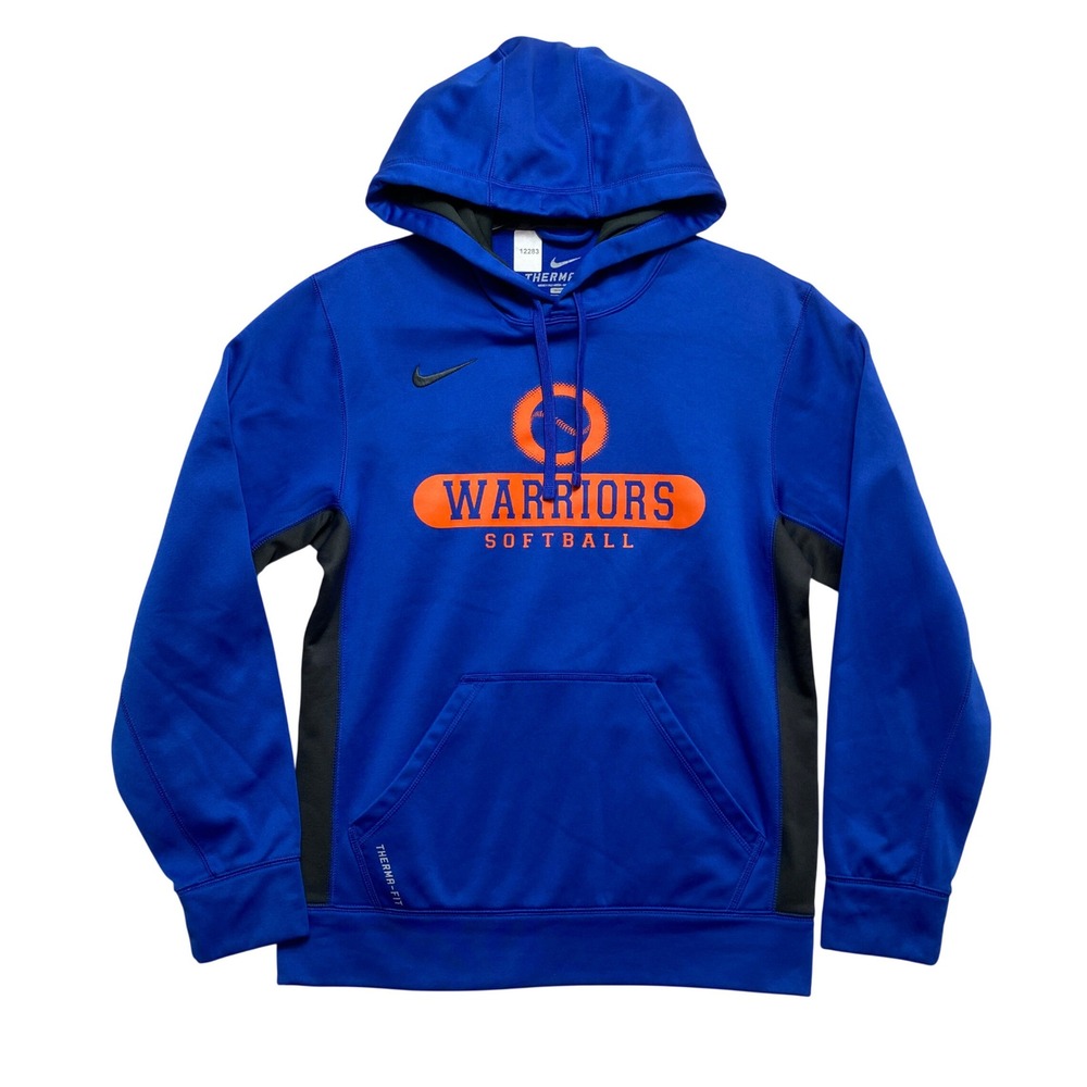 Nike Hoodie Mens Small Blue Therma-FIT Warriors Softball Pullover Graphic